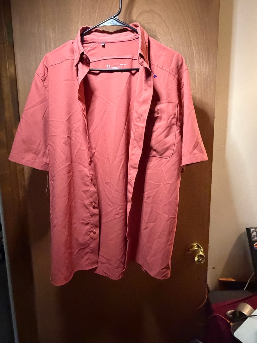 Under Amour Men's Short Sleeve Button-Up Shirt Jacket - Coral